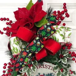 Red Glitter Poinsettia Pick, 20''