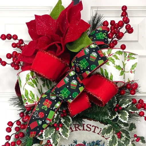 Red Glitter Poinsettia Pick, 20''