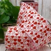 Red Heart Doodles on White Ribbon, 4“ x 10YD