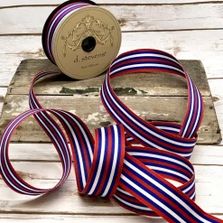Red, White, & Blue Striped Ribbon, 1.5“ X 25YD