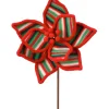 Red with Stripes Poinsettia Stem
