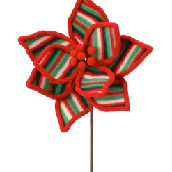 Red with Stripes Poinsettia Stem