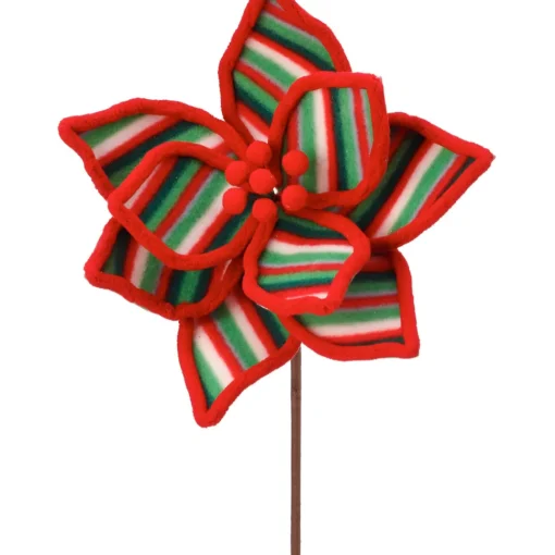 Red with Stripes Poinsettia Stem