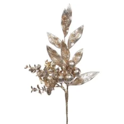 Rose Gold Glittered Leaf Spray, 16"