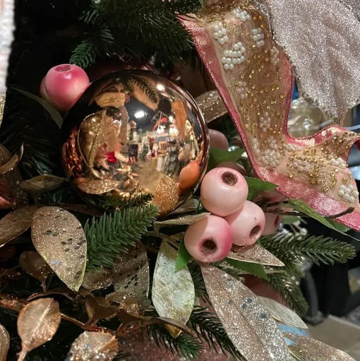 Rose Gold Shiny Ball Ornament, 4"