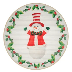 Round Joyful Snowman Mat