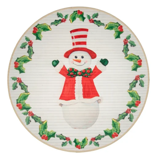 Round Joyful Snowman Mat
