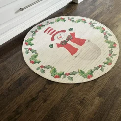 Round Joyful Snowman Mat