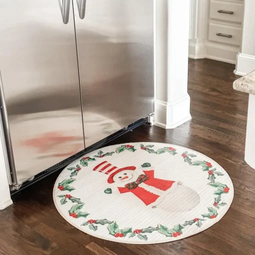 Round Joyful Snowman Mat