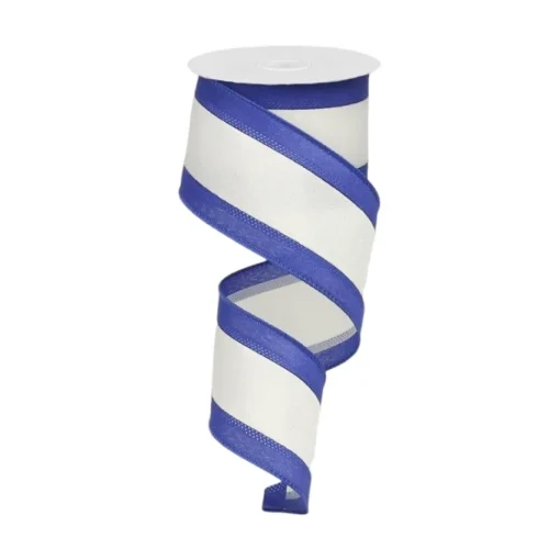 Royal & White Satin Ribbon, 2.5" X 10YD
