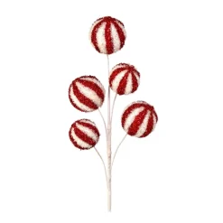 Sequin Sparkle Red and White Ball Pick