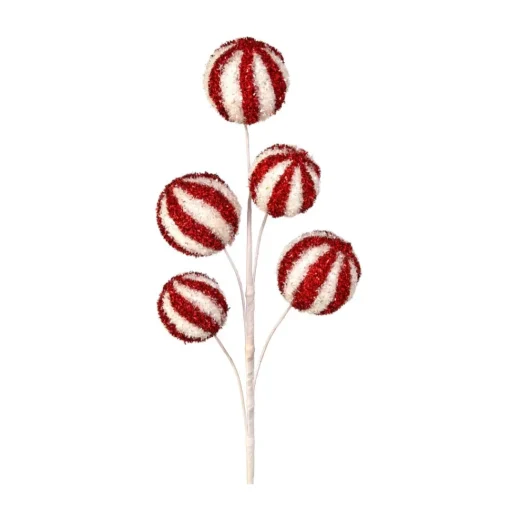 Sequin Sparkle Red and White Ball Pick