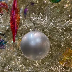 Silver Candy Apple Ball Ornament, 6"