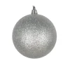 Silver Glitter Ball Ornament, 4"