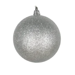 Silver Glitter Ball Ornament, 4"