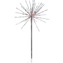 Silver Starburst with Red, White and Blue Lights Stake, 4'