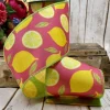 Sliced Lemons Pink Ribbon, 4" X 10YD