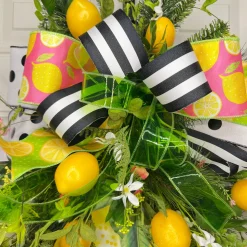 Sliced Lemons Pink Ribbon, 4" X 10YD