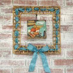 Square Wicker Wreath Display