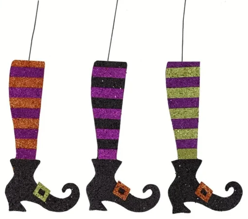Striped Glitter Witch Legs