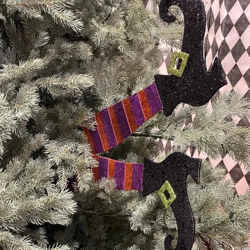 Striped Glitter Witch Legs
