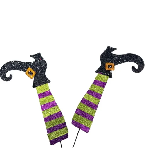 Striped Glitter Witch Legs