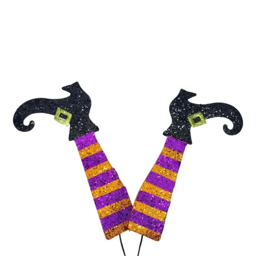 Striped Glitter Witch Legs