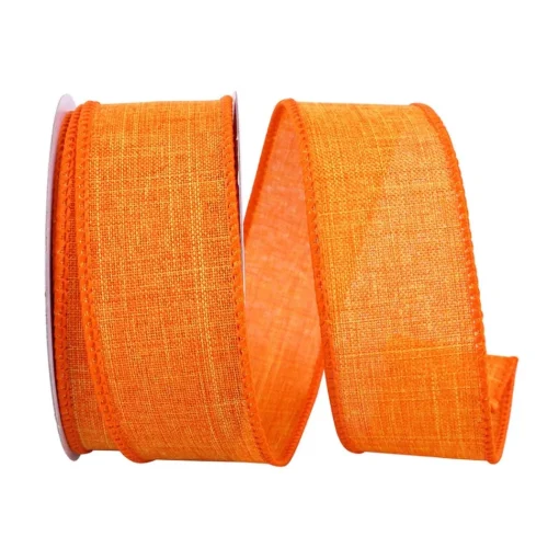 Tangerine Linen Ribbon, 1.5" X 10YD