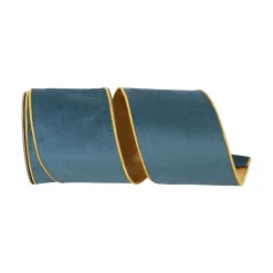 Teal Velvet Touch Dupioni Ribbon, 4" X 5YD