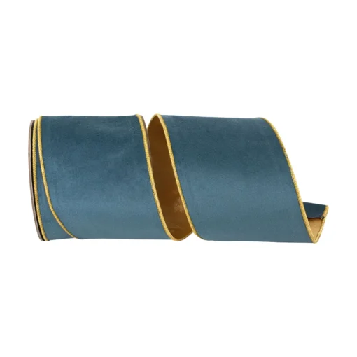 Teal Velvet Touch Dupioni Ribbon, 4" X 5YD