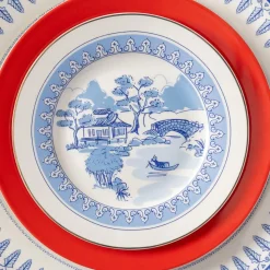 Toile Chinoiserie Pattern Dessert Plate
