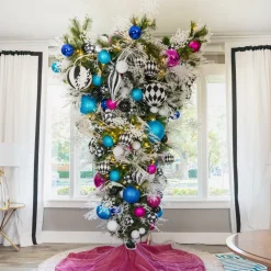 Turquoise Glitter Ball Ornament, 6"