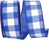 Twill Check Royal Linen Ribbon, 1.5" X 10YD