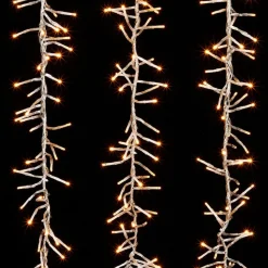 Warm White Cluster Lights On Clear Wire, 10'