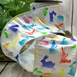 Watercolor Multicolor Rabbit Ribbon, 4“x10YD
