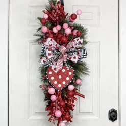 White and Red Glitter Hearts - 2.5