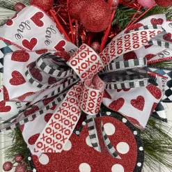 White and Red Glitter Hearts - 2.5