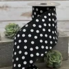 White Polka Dot on Black Linen Ribbon, 4" X 10YD