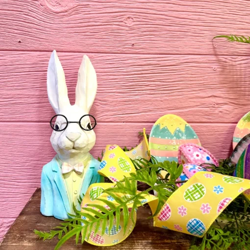 Yellow Easter Egg and Daisy Ribbon, 2.5" X 10YD